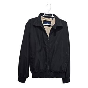 Faconnable Black Bomber Jacket Medium Classic Zip Front
